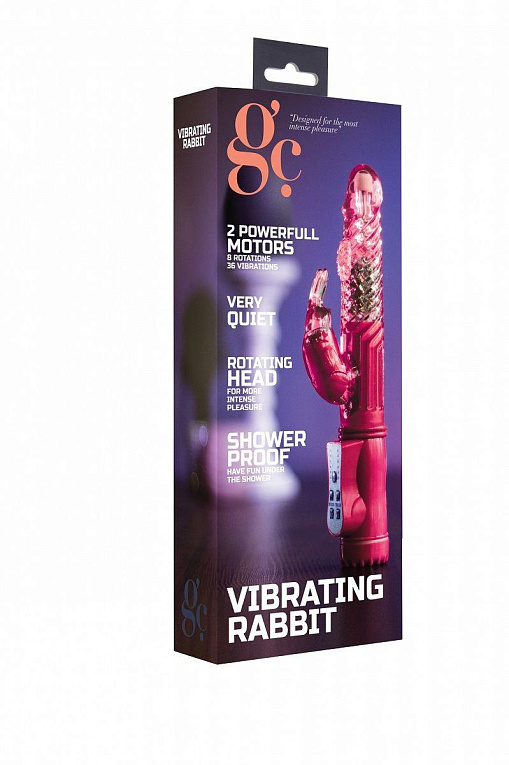 Розовый вибратор Vibrating Rabbit с клиторальным отростком - 22 см. - термопластичный эластомер (TPE)