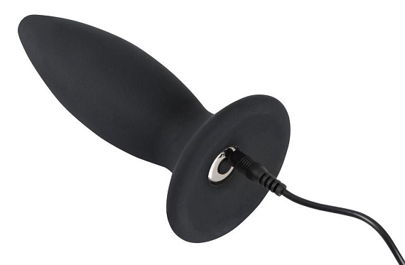 Чёрная перезаряжаемая анальная пробка Black Velvets Recharge Plug L - 14,7 см. от Intimcat