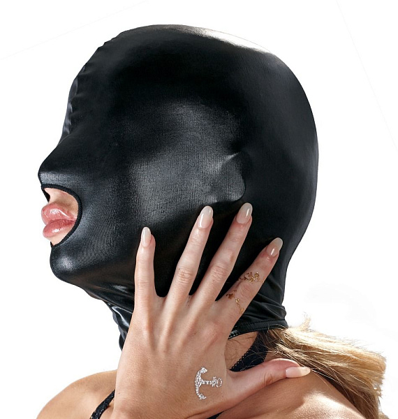 Черная эластичная маска на голову с отверстием для рта Orion