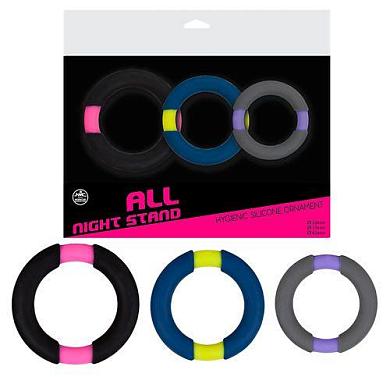 Набор из 3 разноцветных колец All night stand