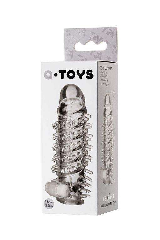 Насадка на пенис TOYFA A-Toys с вибропулей и шипами - 13,4 см. от Intimcat