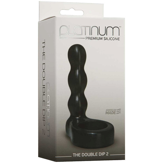 Черный анальный стимулятор с силиконовым кольцом Platinum Premium Silicone - The Double Dip 2 - Black - силикон