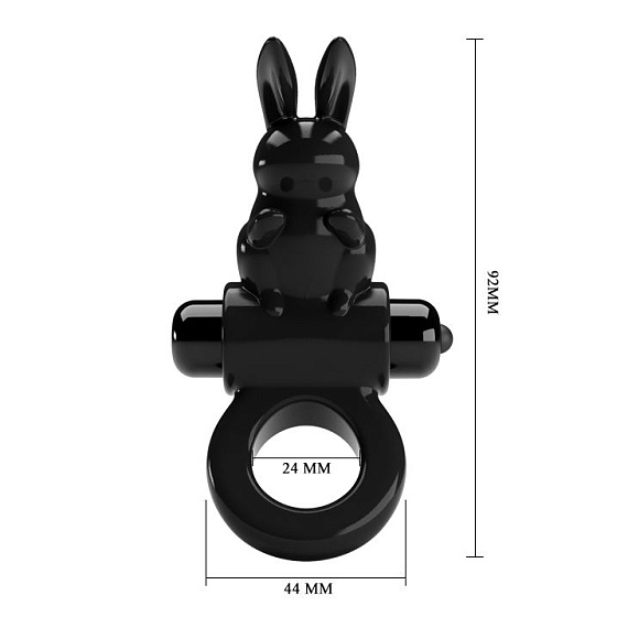 Черное эрекционное кольцо со стимулятором клитора в виде кролика Exciting ring - фото 5