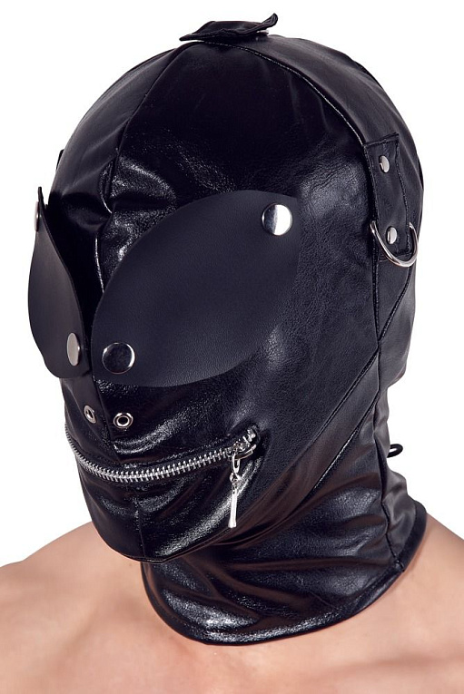 Маска на голову с отверстиями для глаз и рта Imitation Leather Mask от Intimcat