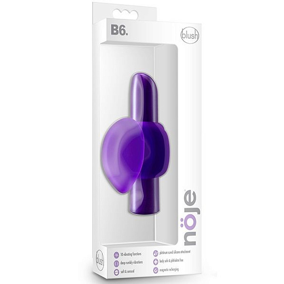 Фиолетовый вибромассажер B6 - 10,16 см. - анодированный пластик, силикон