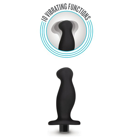 Черный анальный вибромассажёр Silicone Vibrating Prostate Massager 02 - 10,8 см. от Intimcat
