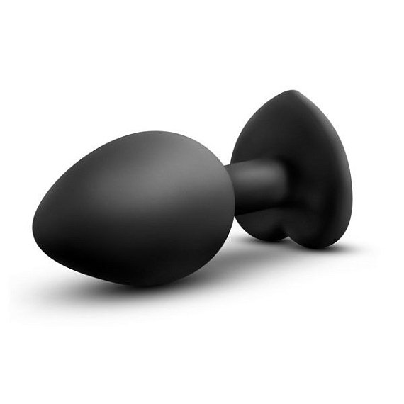 Черная анальная втулка с прозрачным кристаллом в виде сердечка Bling Plug Small - 7,6 см. - фото 5