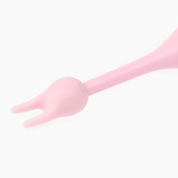 Розовый клиторальный стимулятор «Оки-Чпоки» с 2 сменными насадками - анодированный пластик, силикон