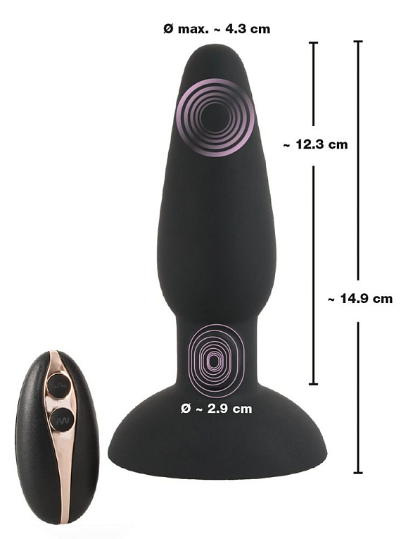 Черная анальная вибропробка с пульсацией в нижней части Thumping Anus Butt Plug - 15 см. - фото 7
