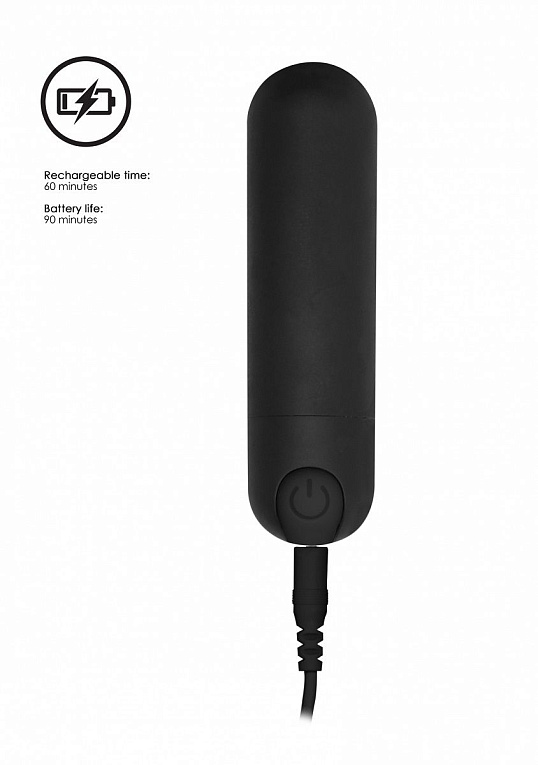Черная перезаряжаемая вибропуля 7 Speed Rechargeable Bullet - 7,7 см. - анодированный пластик (ABS)