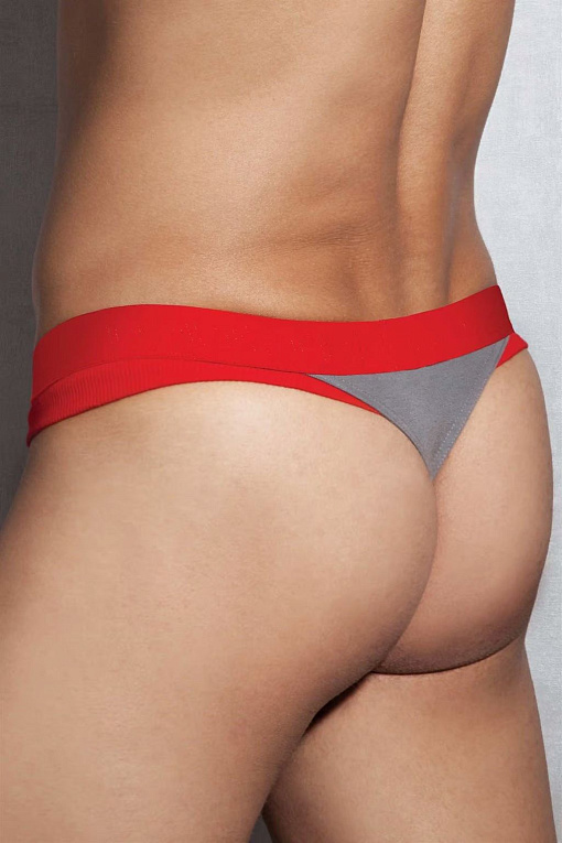Красно-серые трусы-стринги Doreanse Fitness - 45% модал, 45% хлопок, 10% эластан