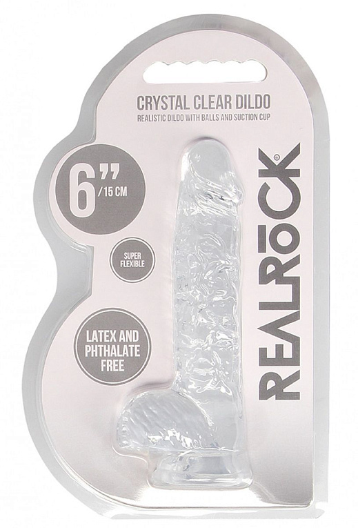 Прозрачный фаллоимитатор Realrock Crystal Clear 6 inch - 17 см. от Intimcat
