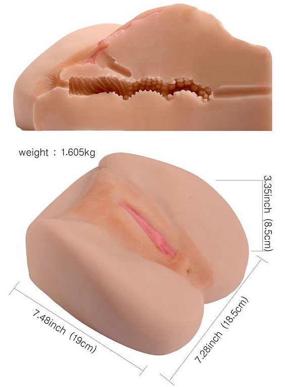 Телесный реалистичный мастурбатор-вагина SHEQU - термопластичная резина (TPR)