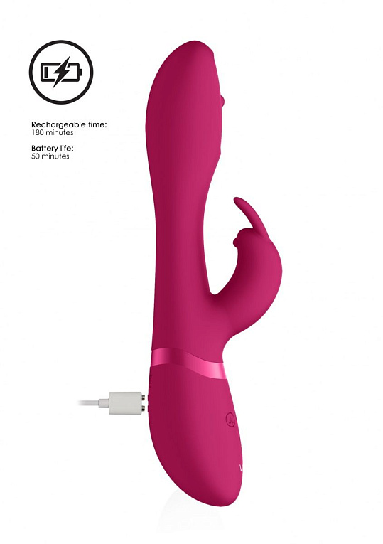 Розовый вибромассажер-кролик Mira - 21,5 см. - силикон