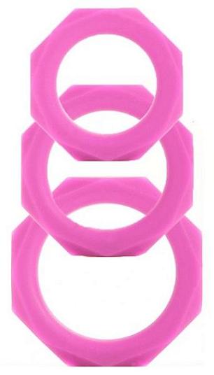 Набор розовых эрекционных колец Octagon Rings 3 sizes