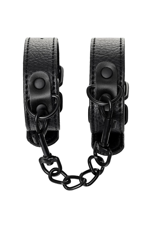 Узкие черные наручники на сцепке - фото 5