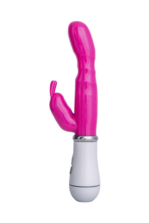 Ярко-розовый вибратор ToyFa A-toys с клиторальным стимулятором - 20 см. A-toys