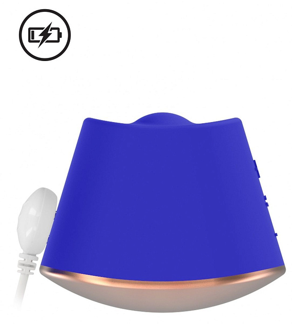 Синий клиторальный стимулятор Dazzling с вибрацией и ротацией - 6,7 см. от Intimcat