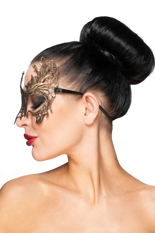 Золотистая карнавальная маска  Селена - 100% полиэстер