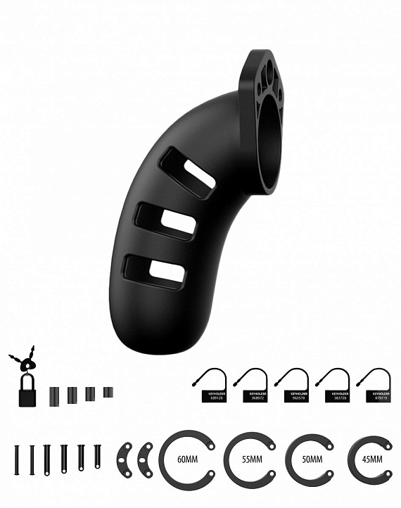 Черный мужской пояс верности Silicone Cock Cage Model 06 Chastity 5.5 от Intimcat