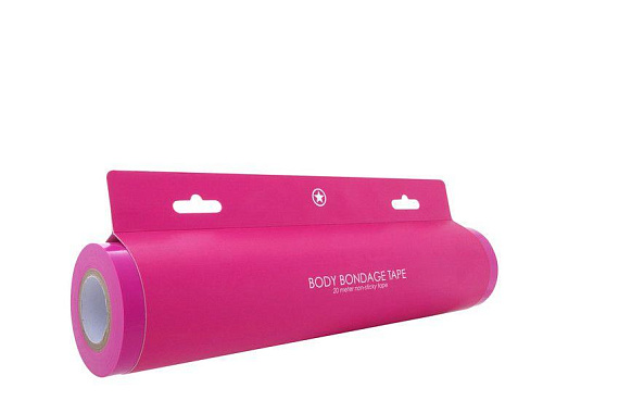 Розовая широкая лента для тела Body Bondage Tape - 20 м. от Intimcat