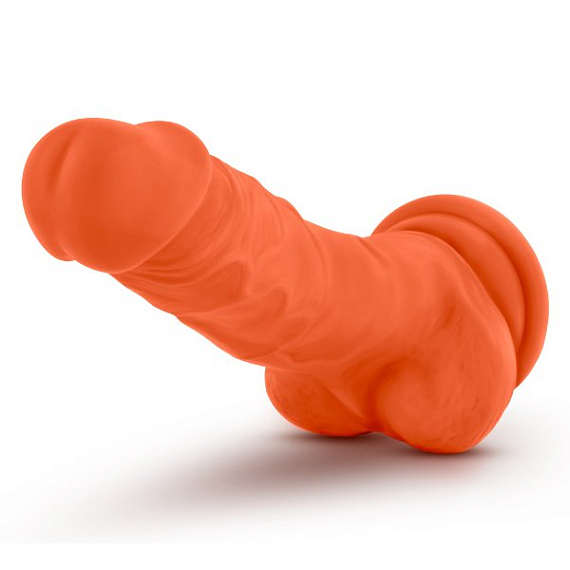 Оранжевый фаллоимитатор 7.5 Inch Silicone Dual Density Cock with Balls - 19 см. - фото 5