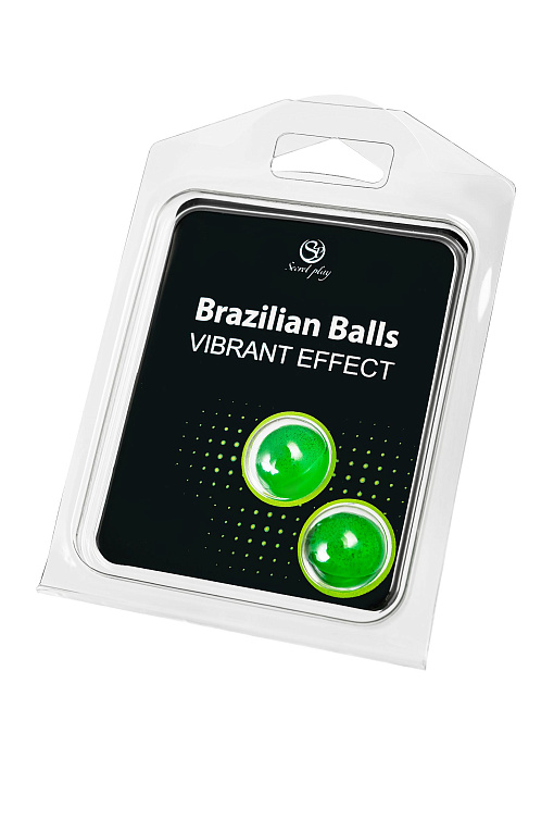 Набор из 2 шариков с массажным маслом Brazilian Balls с эффектом вибрации - 