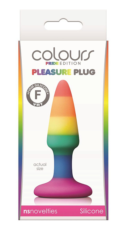 Разноцветная мини-пробка Colours Pride Edition Pleasure Plug Mini - 8,9 см. - силикон