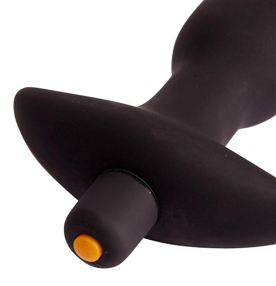 Чёрная анальная пробка с вибрацией Vibrating Butt Plug - 14,5 см. - силикон