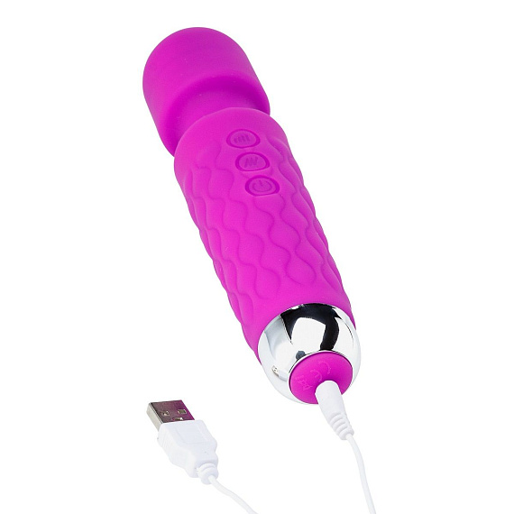 Фиолетовый перезаряжаемый wand-вибратор - 20,5 см. Devi