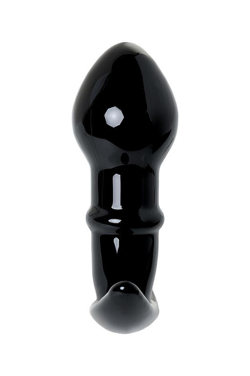 Черная стеклянная анальная втулка Sexus Glass с ограничителем - 11,5 см. от Intimcat