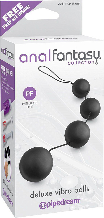 Анальная цепочка из 4 шариков Deluxe Vibro Balls - анодированный пластик (ABS)