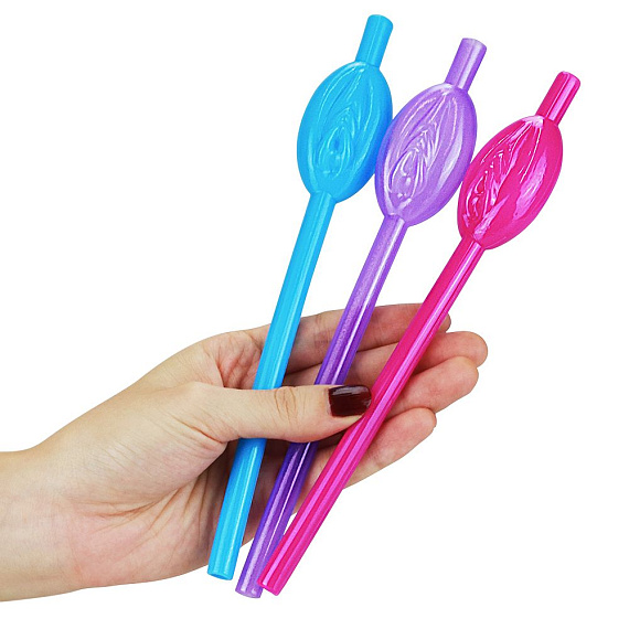 Набор разноцветных трубочек для напитков в виде вагины Pussy Straws - 9 шт. Lovetoy