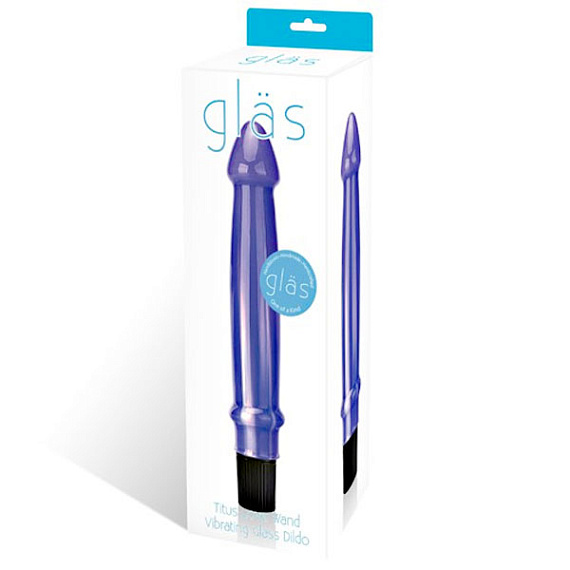 Классический фиолетовый вибратор из стекла, 20,5 см - стекло