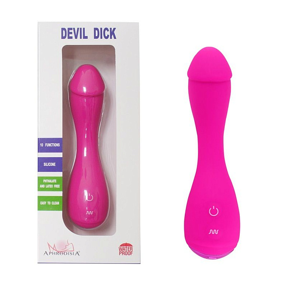 Розовый вибратор Devil Dick - 16 см. - силикон