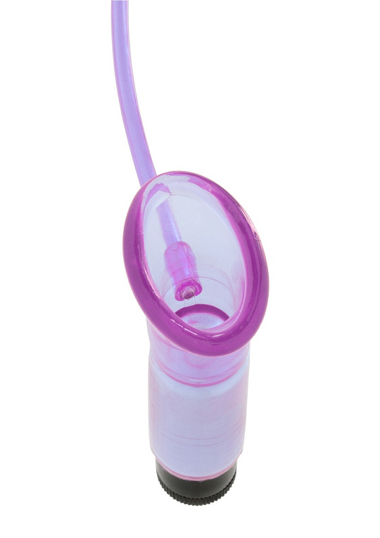 Фиолетовый клиторальный стимулятор с вибрацией PUSSYPUMP - анодированный пластик (ABS)