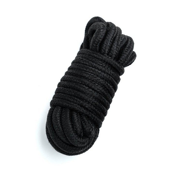 Черная мягкая веревка для бондажа - 5 метров - текстиль