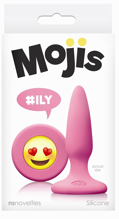 Розовая силиконовая пробка Emoji Face ILY - 8,6 см. - силикон
