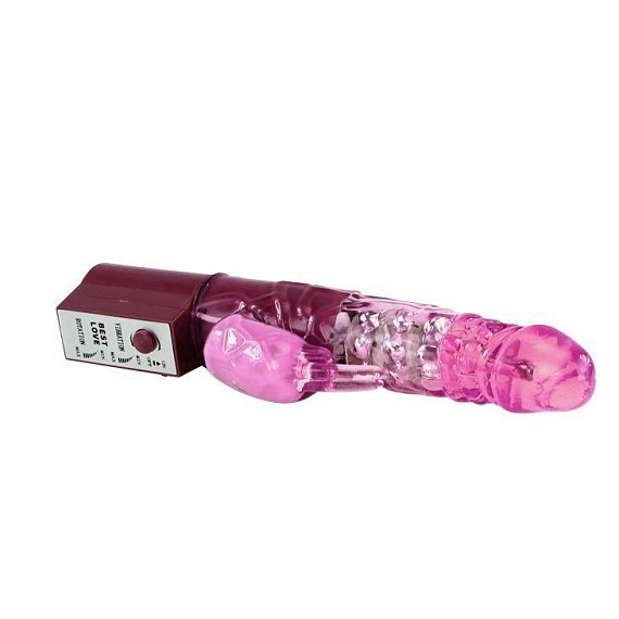Розовый вибратор хай-тек с бусинками - 24 см. - термопластичный эластомер (TPE)