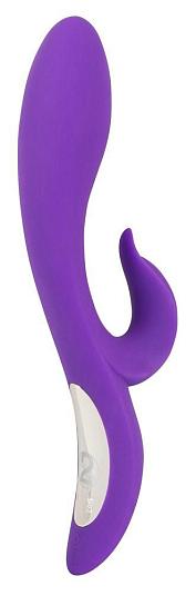 Фиолетовый вибратор с клиторальным отростком Pure Lilac Vibes - 21,8 см.