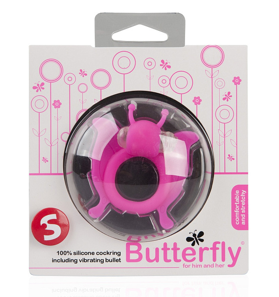 Розовая вибронасадка-бабочка Butterfly - силикон