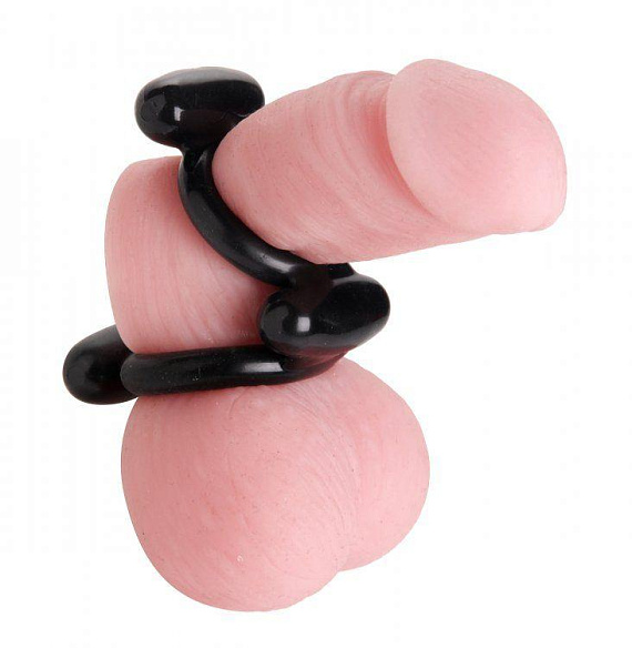 Двойное эрекционное кольцо Dual Stretch To Fit Cock and Ball Ring - Термопластичная резина (TPR)