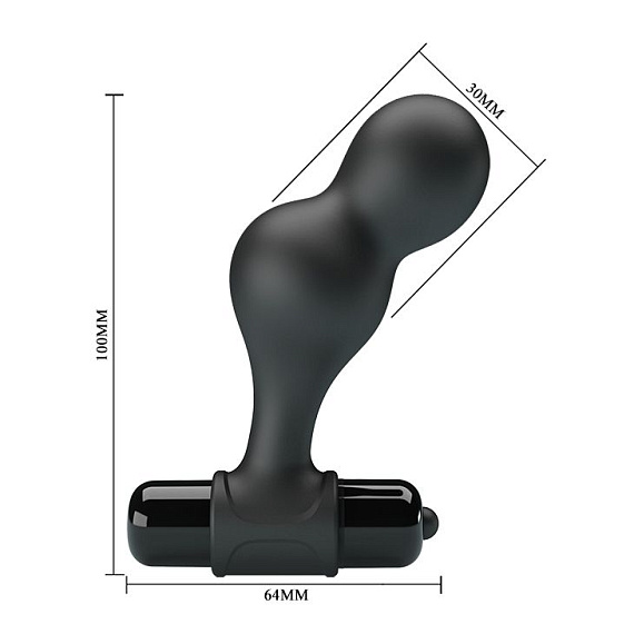 Черная анальная пробка с вибрацией Silicone Vibrating Anal Plug - 10 см. Baile