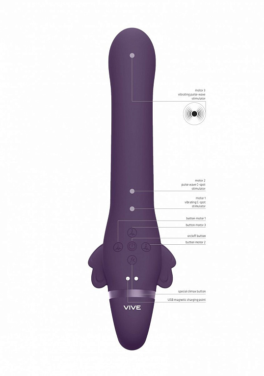 Фиолетовый женский безремневой вибрострапон Satu - 23 см. - фото 5
