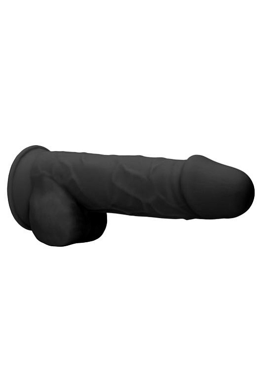 Черный фаллоимитатор Realistic Cock With Scrotum - 21,5 см. - фото 7