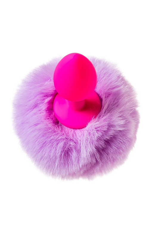 Розовая анальная втулка Sweet bunny с сиреневым пушистым хвостиком - фото 6