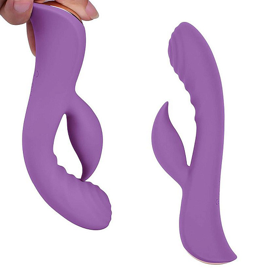 Фиолетовый вибромассажер-кролик 5  Silicone Ripple Passion - 19,1 см. Erokay