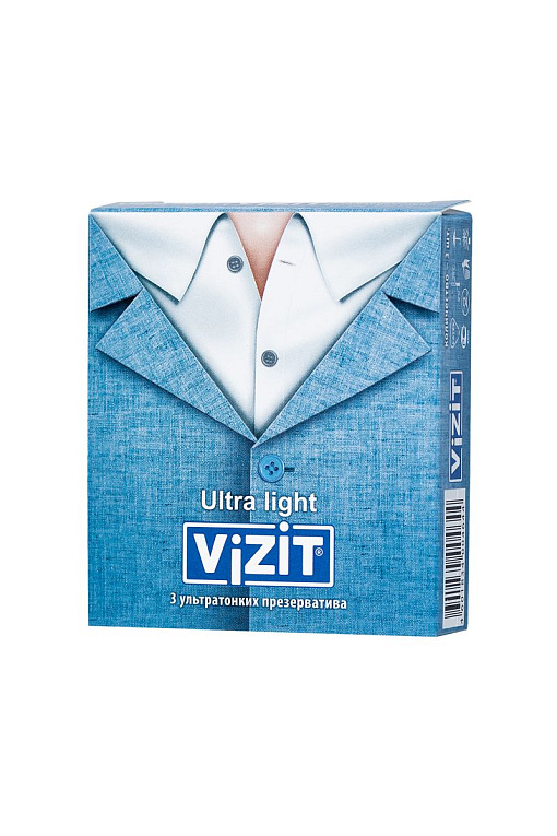 Ультратонкие презервативы VIZIT Ultra light - 3 шт. - латекс