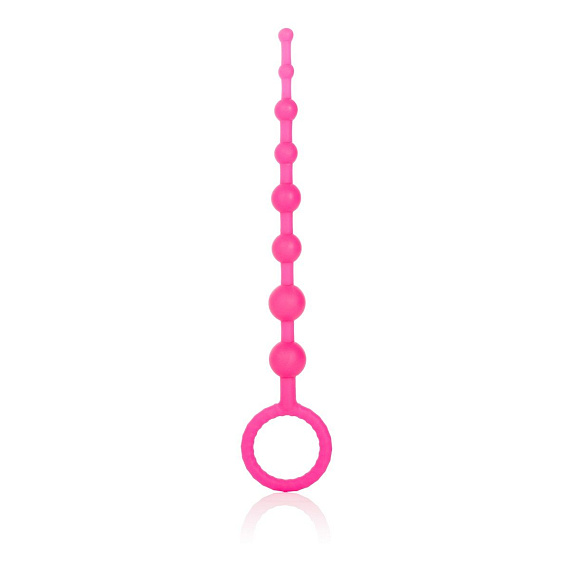 Розовая анальная цепочка Play Beads - 24,8 см. - силикон