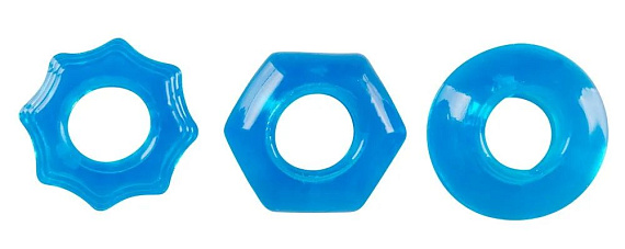 Набор из 3 голубых эрекционных колец Stretchy Cock Ring - термопластичный эластомер (TPE)